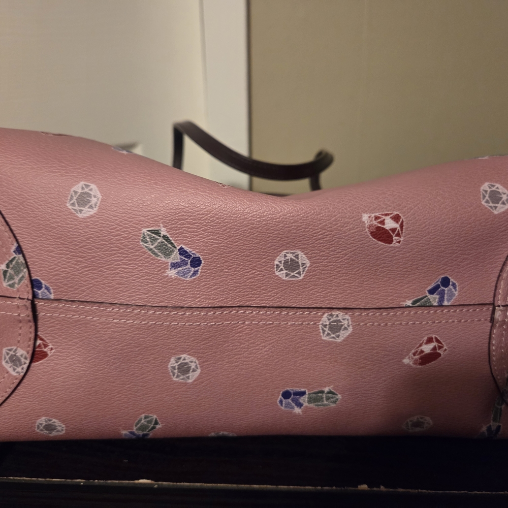 Disney Coach Pink Reversible Tote w/Multicolor Gemstone Design & Attached Wallet - Picture 9 of 11